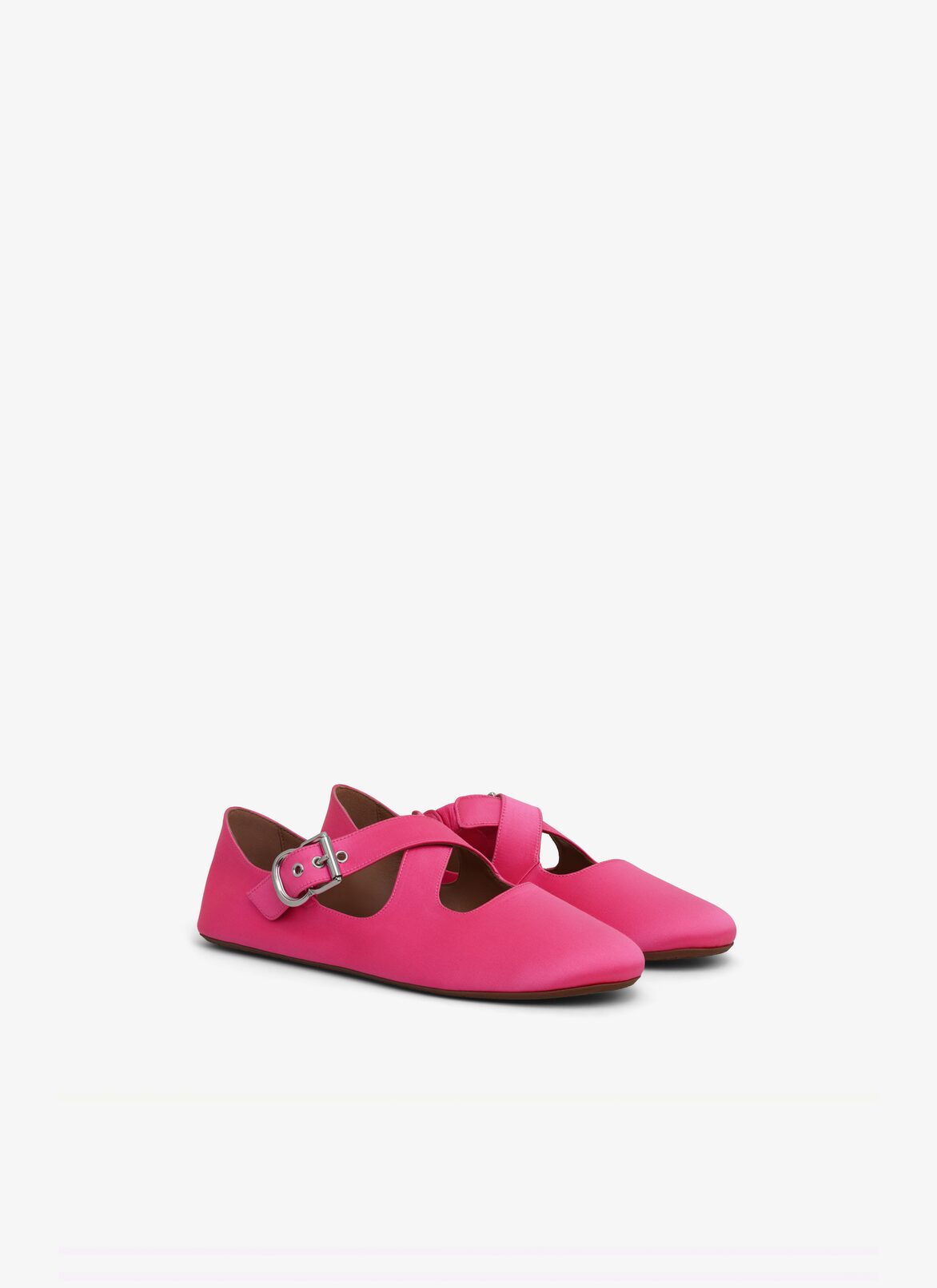 CRISS CROSS BALLET FLATS IN SATIN ALAÏA PINK FUCHSIA CRISS CROSS BALLET FLATS IN SATIN